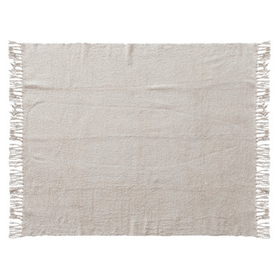 Woven Cotton Chenille Throw With Fringe