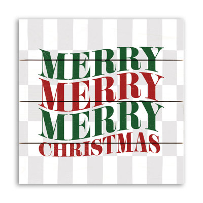 Merry Merry Merry Check Pallet Wood Art