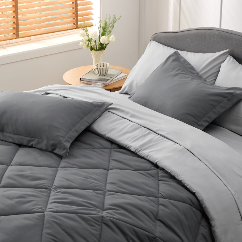 Best Seller Bedsure Comforter Set Reversible Bedding for All Seasons-89GSM, Twin XL Comforter + 2 Additional Pieces, Gray
