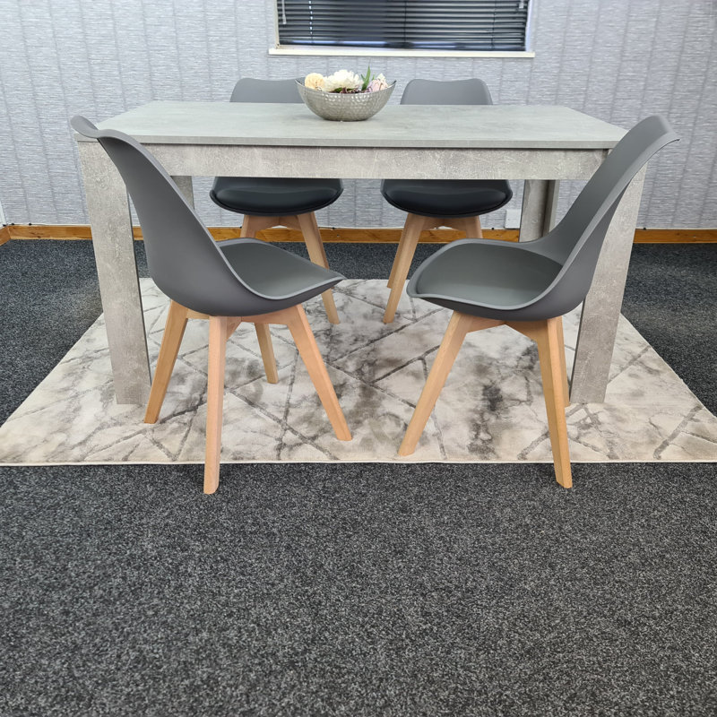 Onecre 4 - Person Dining Set, Dark Grey, 75cm H x 140cm W x 80cm D