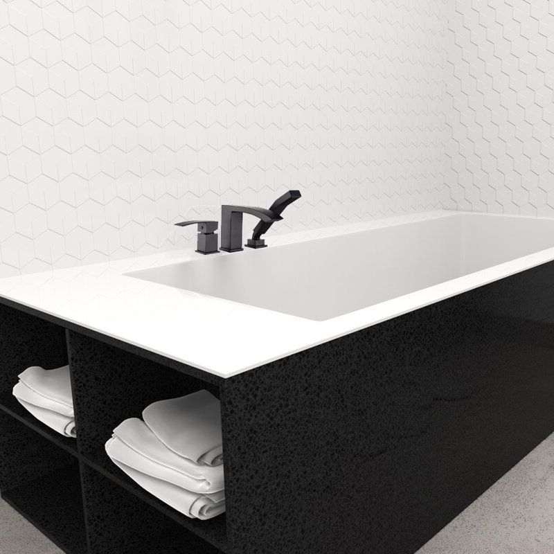 Garniture de robinet de baignoire romaine à poignée simple avec inverseur et douchette Twinsburg, Noir mat