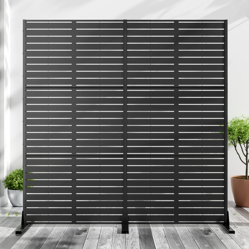 Paravent d'extérieur 72 "en métal, H 72 po x l 72 po x P 16 po, Noir