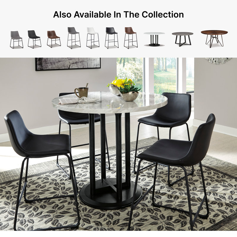 Ashtin Upholstered Counter Stool with Metal Frame, Black, Counter Stool (23.75” Seat Height)