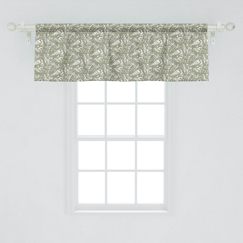 Ambesonne, cantonnière tropicale, ensemble de 2 feuilles de palmier, art numérique vert sauge et blanc, L 54 po x L 18 po