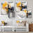 Grey And Yellow Paint Elegance IV - Abstract Collages Metal Wall Art-1012973128