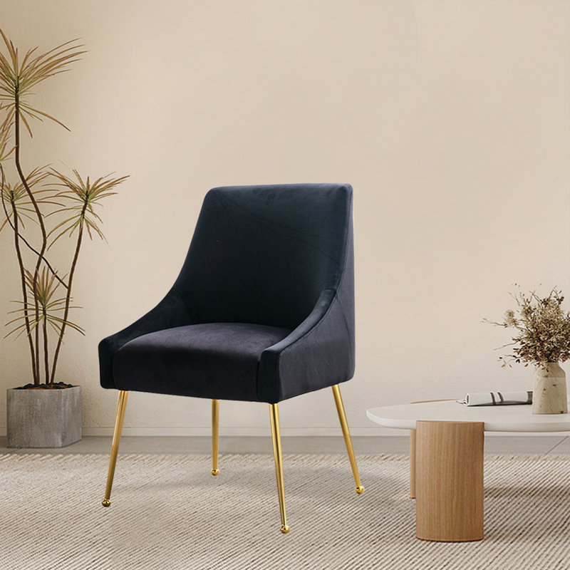 Drane 18.8'' H Tufted Velvet Upholstered Side Chair, Black