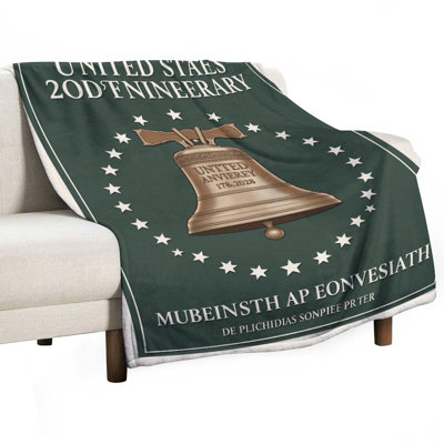 United States Bell Anniversary Poster With Stars Luxury Flannel Throw Blanket, Soft Warm Fuzzy Blanket for Living Room Sofa Bed Home Decor