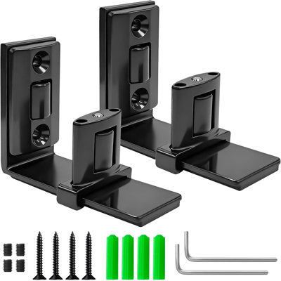 Sliding Barn Door Bottom Floor Guide, Adjustable U-Shape Wall Mount, Black, 2 Pack