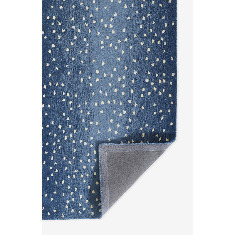 Hand Tufted Wool Area Rug, Rectangle 2' x 3', Blue/White
