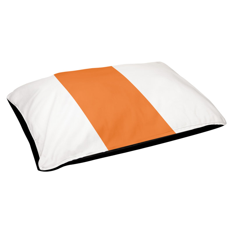 Coussin Miami, Très grand (l 50 po x P 40 po x H 7 po), Blanc / orange / blanc