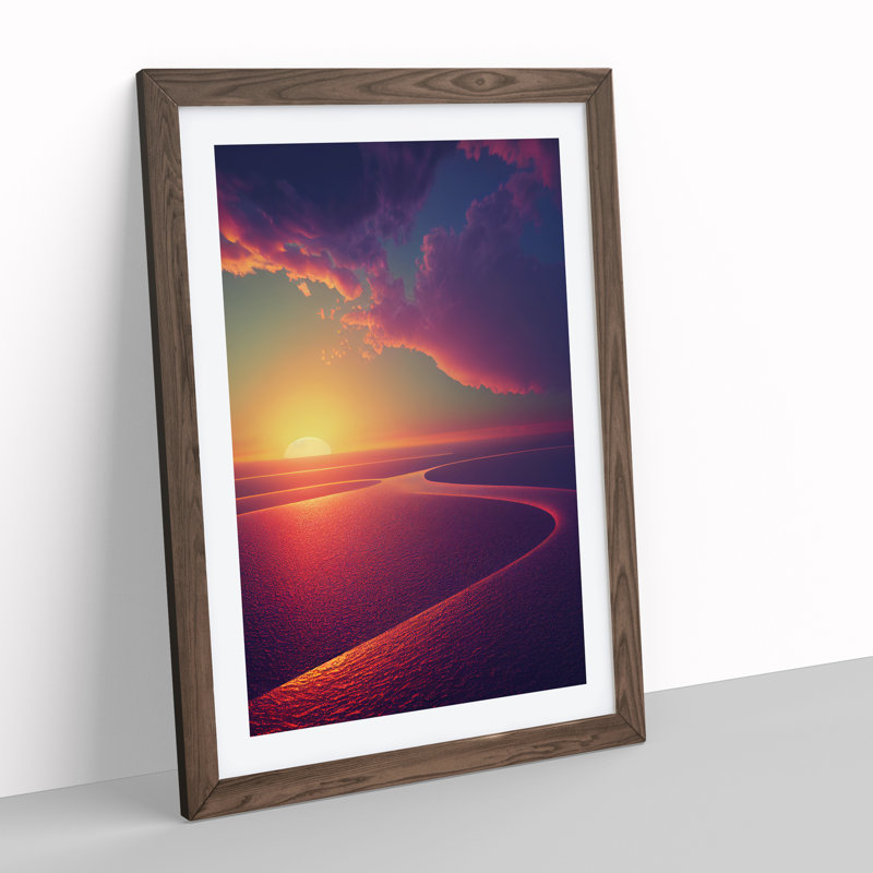 Irresistible Sunset - Single Picture Frame Print, 34cm H x 25cm W x 2cm D, Walnut