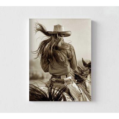Windswept Horse Ride Cowgirl Photo