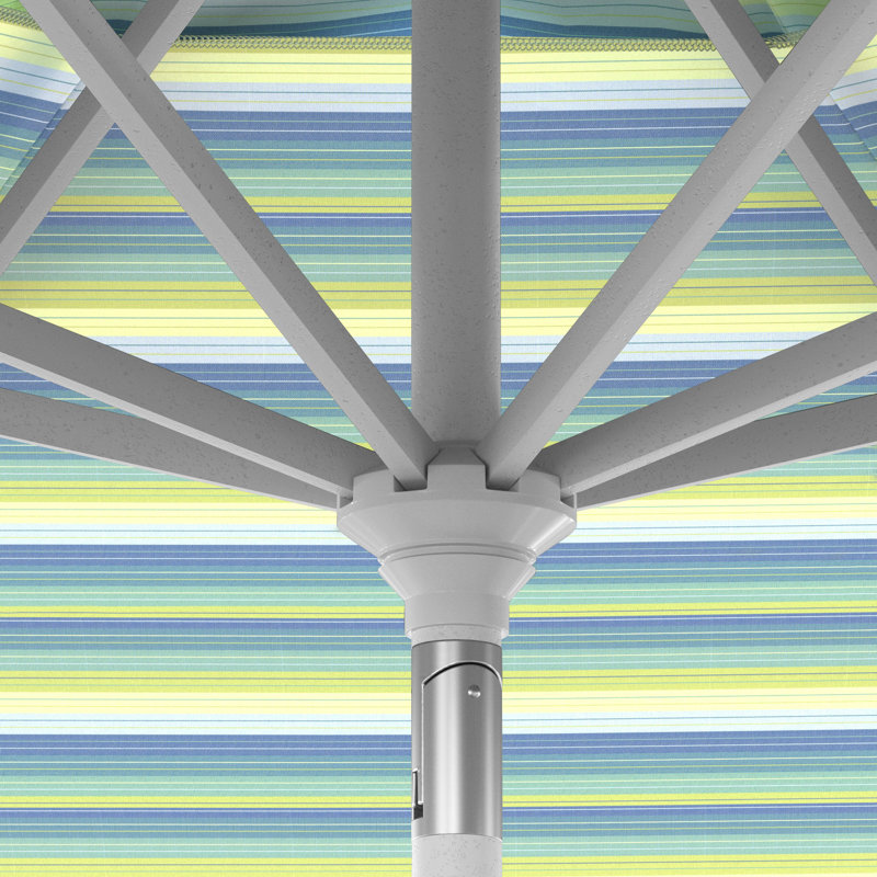 Parasol de patio blanc mat 11 pi., Vert / Jaune