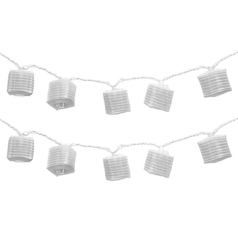 Guirlande électrique avec 10 lanternes carrées en nylon blanc