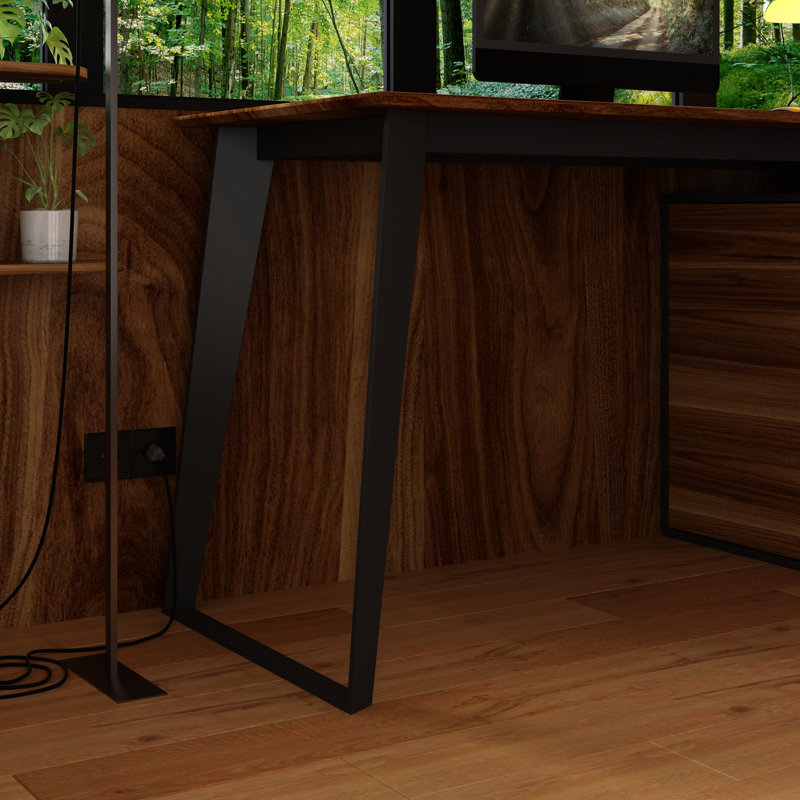 54.3'' W L-Shaped Computer Desk with Bookcase | Wayfair