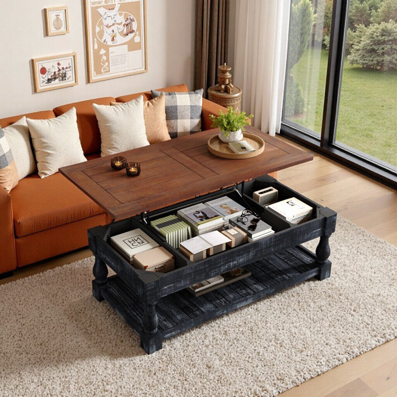 Table basse avec rangement et tablette inférieure pour le salon Retro Lift