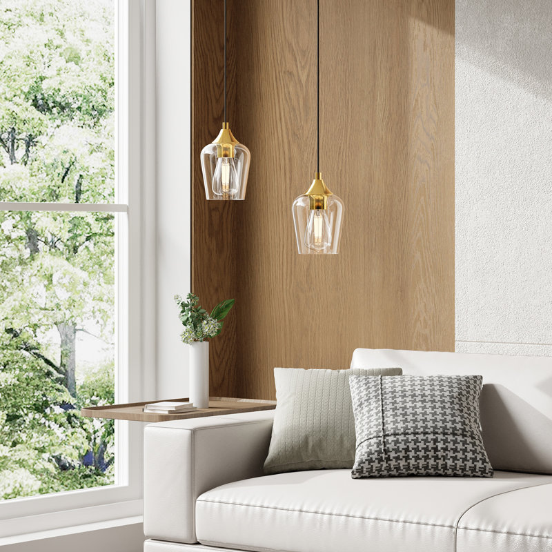 Pendant Light Fixture with Adjustable Height, Brushed Gold, 2