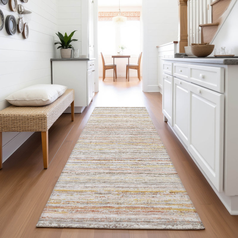 Premium Machine Washable Larock AMF1239 Stripes Rug, Runner 2'3" x 7'6"