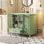 Armoire de salle de bain 36 po avec portes à texture gaufrée, meuble-lavabo avec quatre tiroirs et deux portes à fermeture en douceur, rangement pour salle de bain avec portes en verre