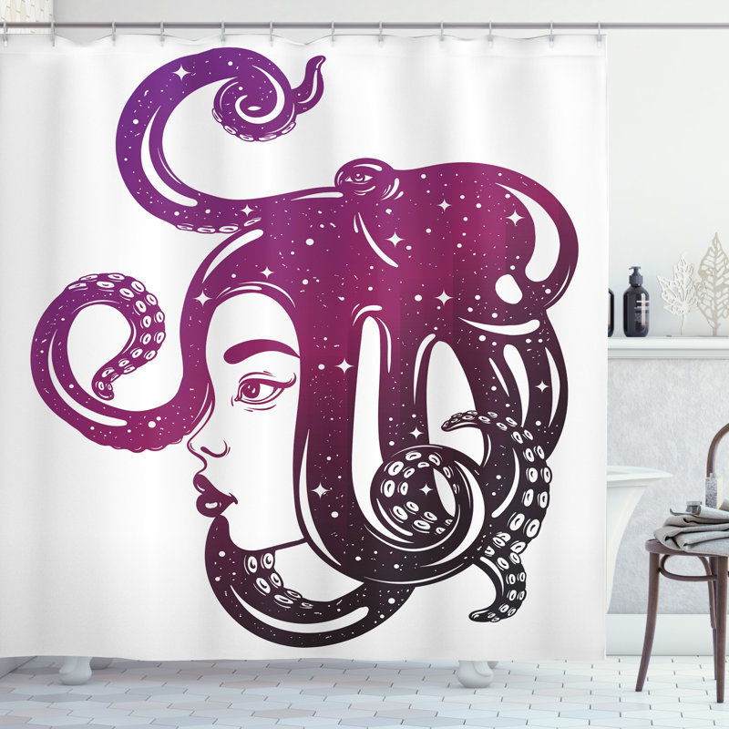 Shower Curtain with Hooks Included, 69" H x 105" W