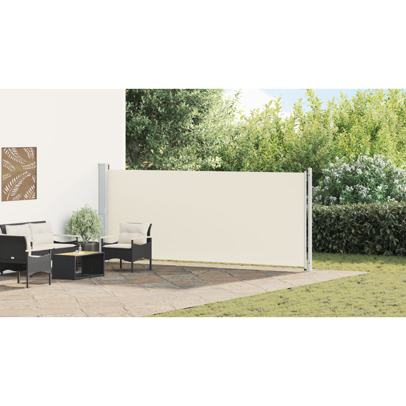 vidaXL Side Awning Cream Polyester with PU Coating, Powder-Coated Steel, 63" H x 236.2" W, Cream