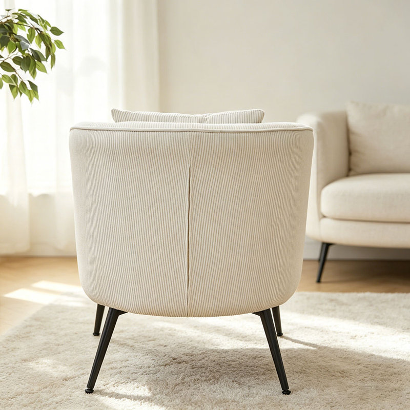 Fauteuil moderne en velours avec coussin, Beige