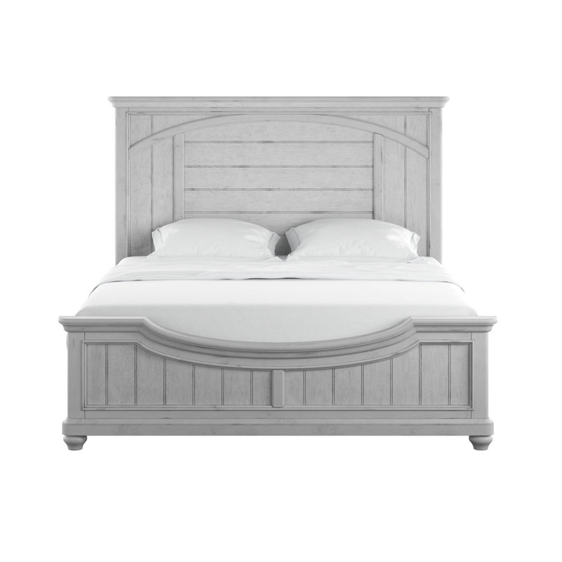Gray Panel Bed, Solid Wood, Queen