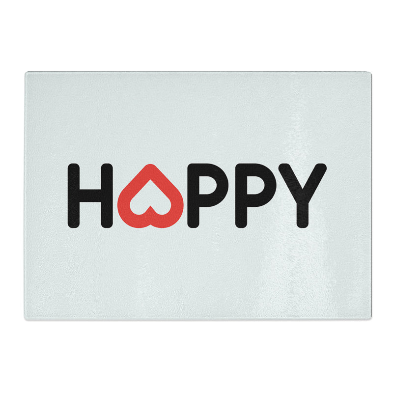 Happy Typography Chopping Board, 0.4cm H x 28.5cm W x 39cm L