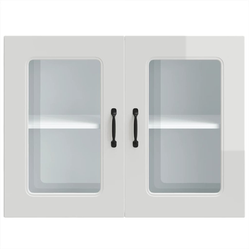 Kitchen Wall Cabinet With Glass Door Kalmar Engineered Wood, High Gloss White, 60cm H x 80cm W x 31cm D