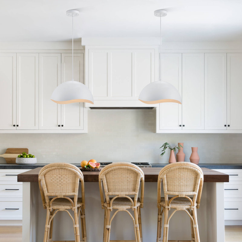 1 - Light Dome Pendant Unique Metal Single Modern Pendant Light White, White