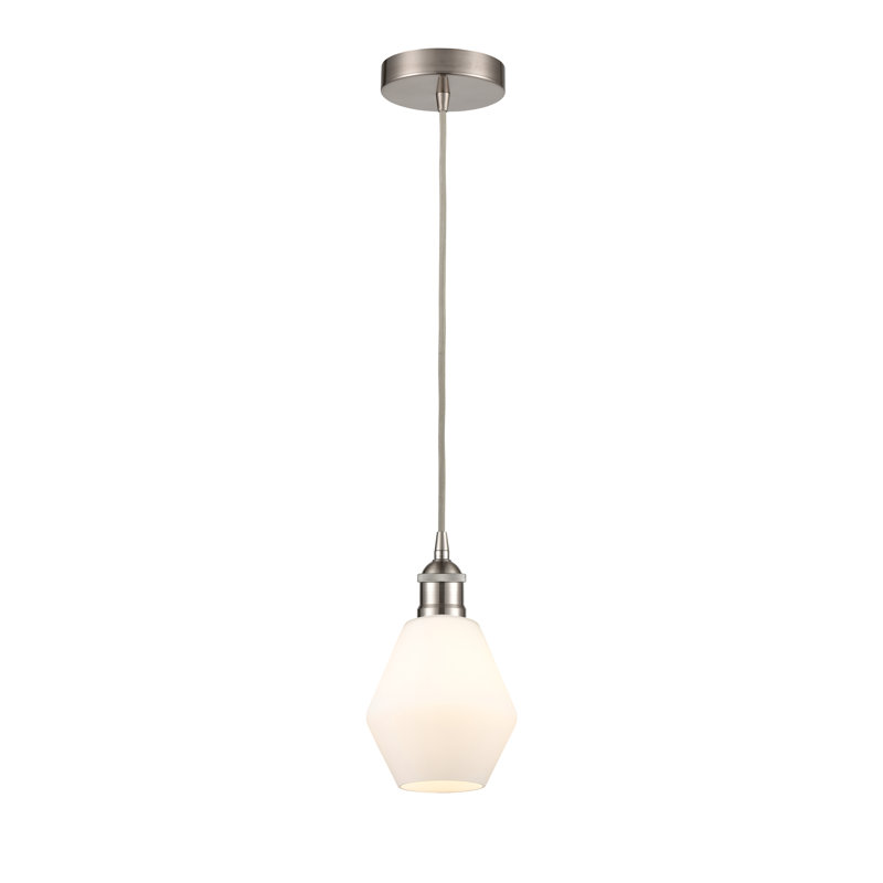 Luminaire suspendu 1 lumière Gabbie, Blanc mat, Nickel satiné brossé