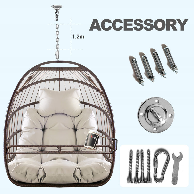 Chaise hamac pivotante sans support Swing, Brun, Ivoire ivoire