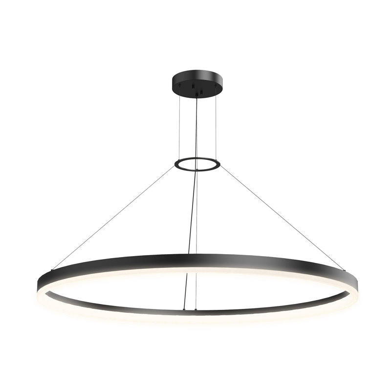 Satin Black 32-Inch LED Geometric Indoor/Outdoor Chandelier