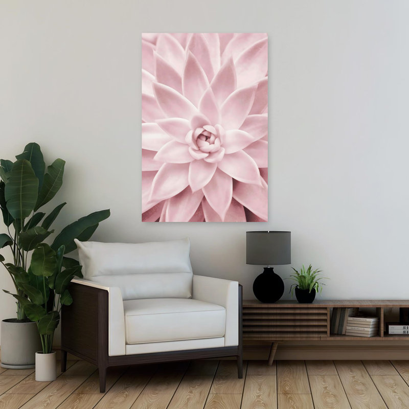 «Rose Succulent Abstract», art mural contemporain, H 36 po x l 24 po