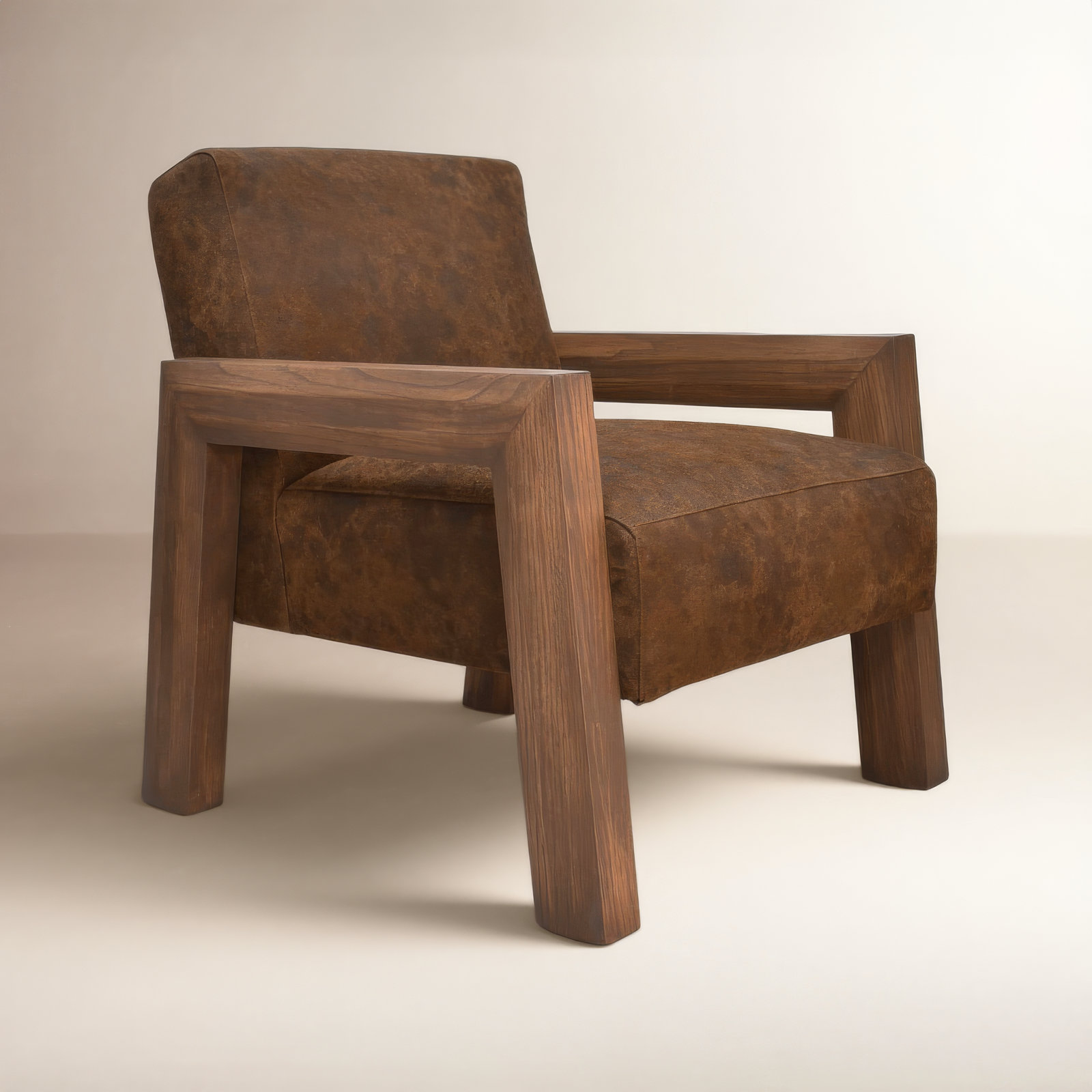 Waylon Genuine Leather Armchair, Brown