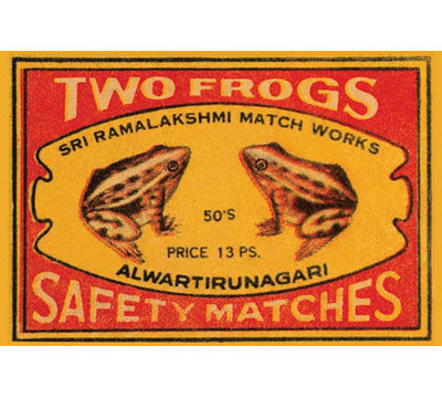 « two grenouilles safety matches safety », affiche rétro