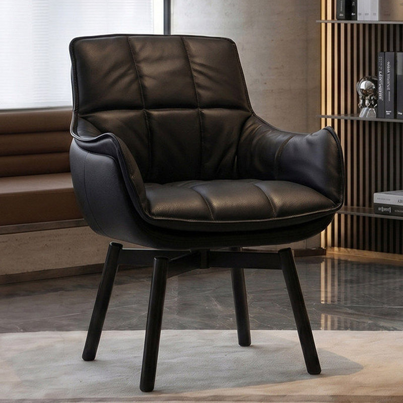 Chaise avec accoudoirs noir à dossier solide (ensemble de 2), BLACK