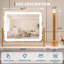 Miroir de salle de bain lumineux à DEL de 19,6 po x 15,7 po, structure en métal avec finition dorée, éclairage à 3 couleurs à intensité variable et commande tactile, miroir de maquillage de table pour la chambre à coucher ou le vestiaire-130273902