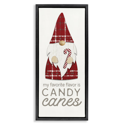 Christmas Gnome with Candy Cane Framed Floater Canvas Wall Art by PDR, LLC