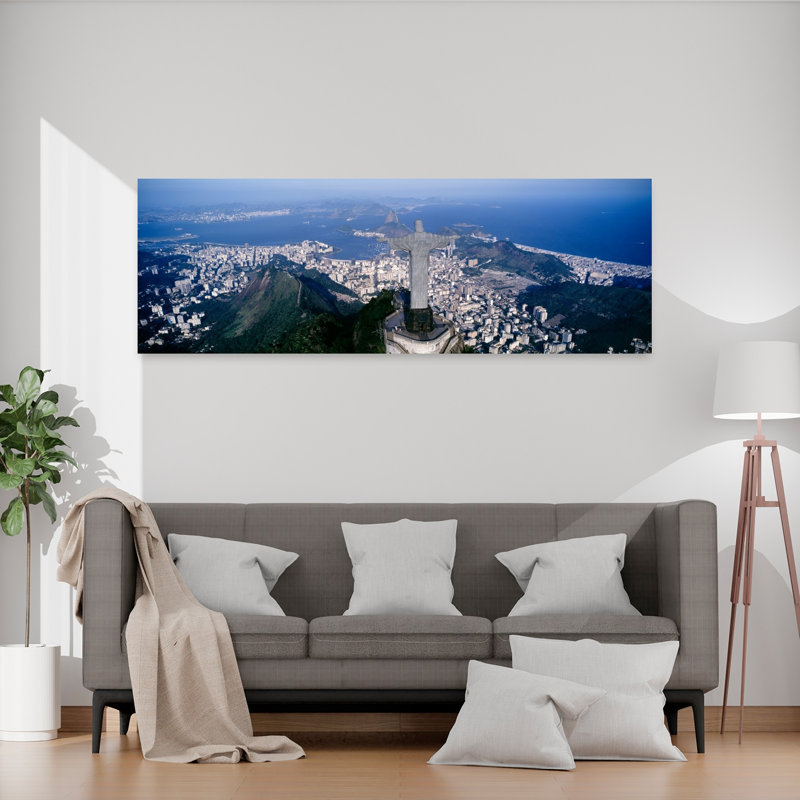 Aérien, Rio De Janeiro, Brésil, paisible, ville abstraite, art mural tropical, H 20 po x l 60 po