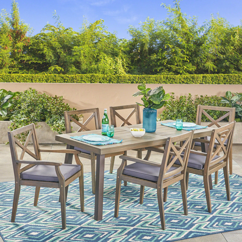 Whalan Rectangular 6 - Person 69" Long Dining Set with Cushions, Dark Grey