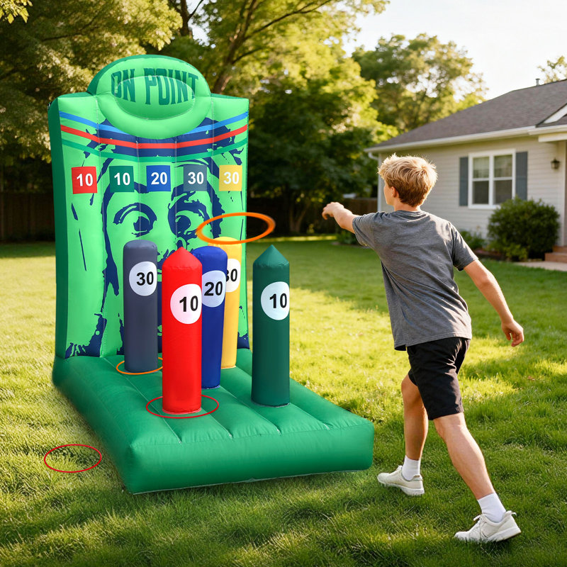 Jeu de carnaval gonflable à anneaux avec ventilateur intégré de 6,5 pi Wellcomer