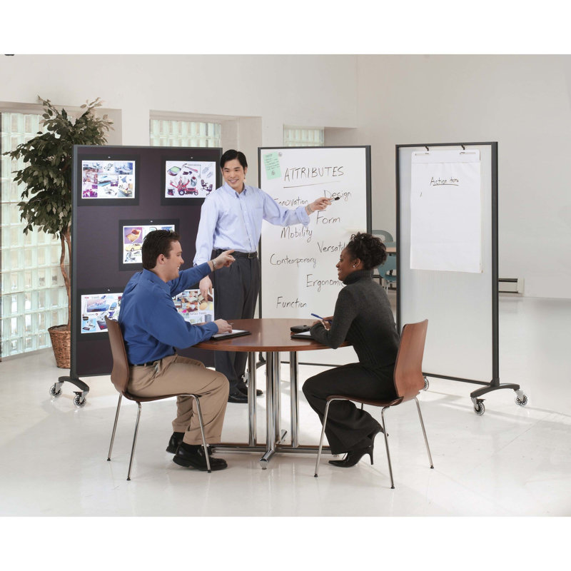 Freestanding Black and Gray Mobile Porcelain Fabric Combo Board