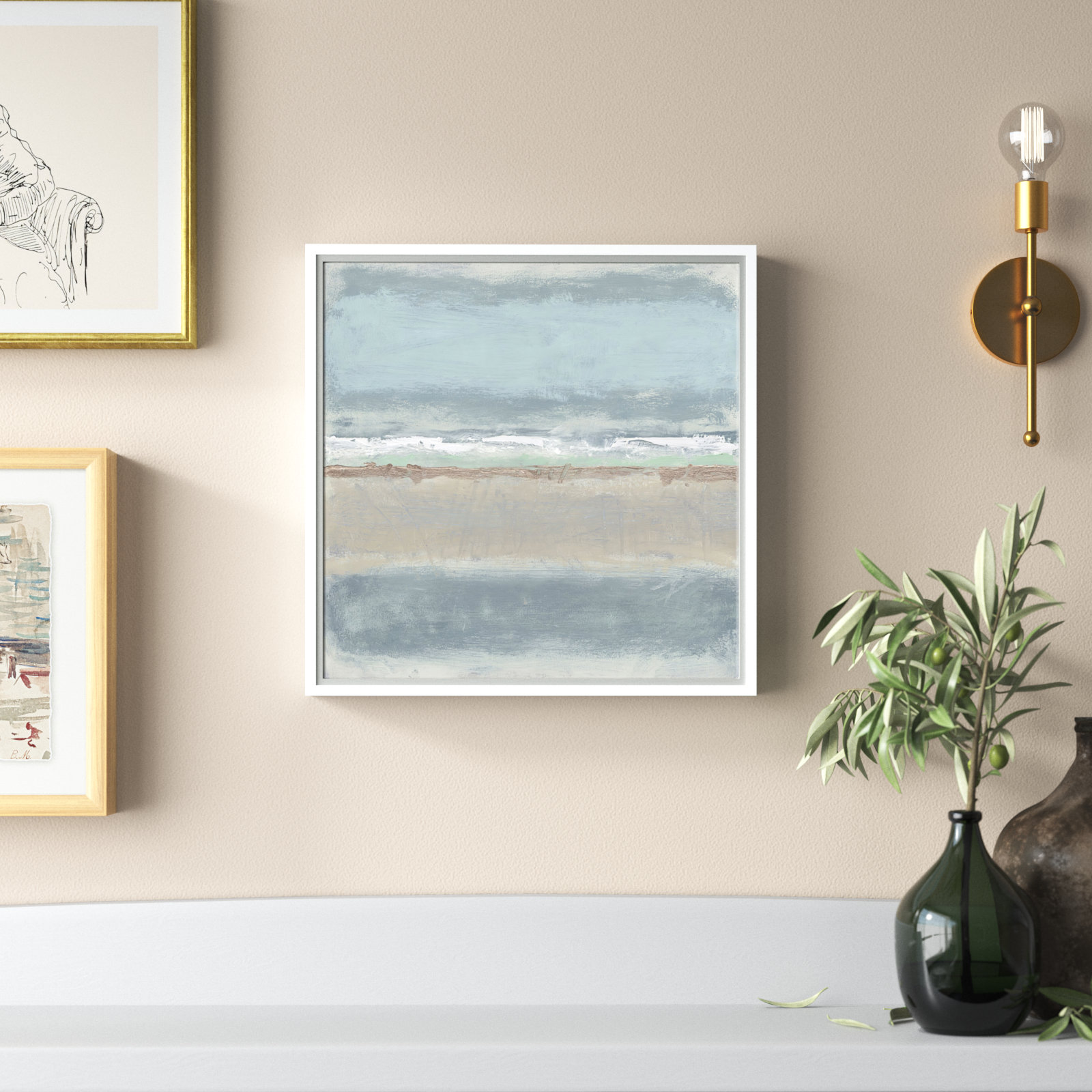 Dandelion "Serenity II" Painting by Filippo Ioco, White, 16" H x 16" W x 2" D