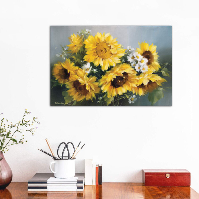 Sunflowers by Natalia Arlouskaya - Wrapped Canvas Painting, 66.04 cm H x 45.72 cm W x 1.91 cm D