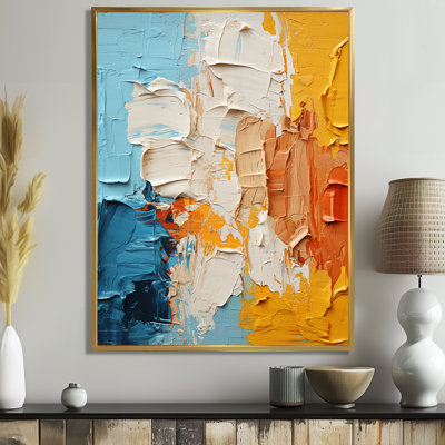 «Southern Sens sensibilité», bleu, jaune et orange - art mural abstrait