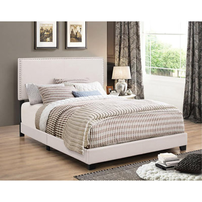 Twin Panel Bed With Solid Wood Frame And Stylish Trim Neutral Tone Legs