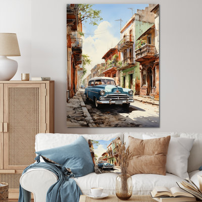Irvings Turquoise Cuba Classic Cars sur toile