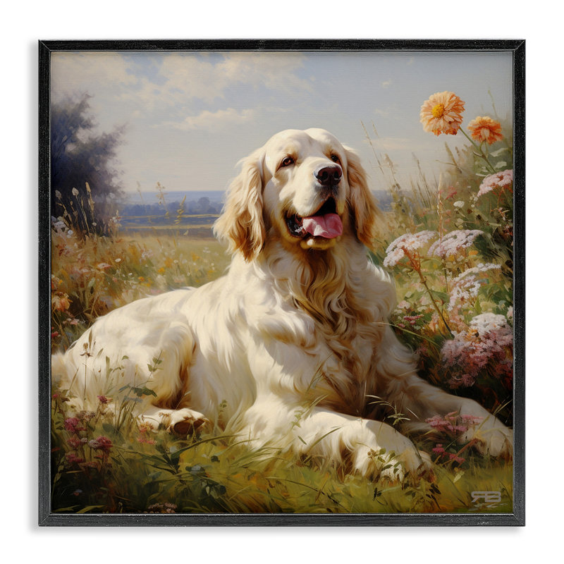 Calm Golden Retriever, art de la giclée par Roozbeh Bahramali, Giclée encadrée noir minuit, H 12 po x l 12 po