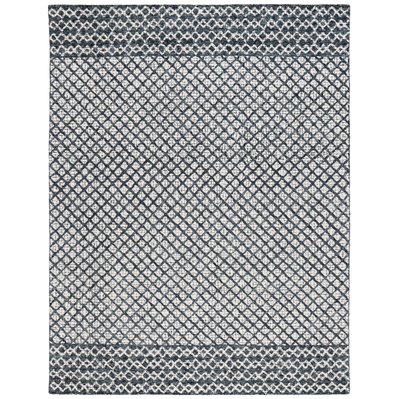 Sherlita Abstract Hand Tufted Wool, Cotton Geometric Rug, Rectangle 8' x 10'